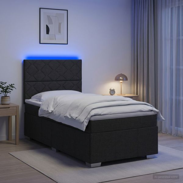 LED легло с матрак с LED ленти Черно 100 x 200 cm Текстил
