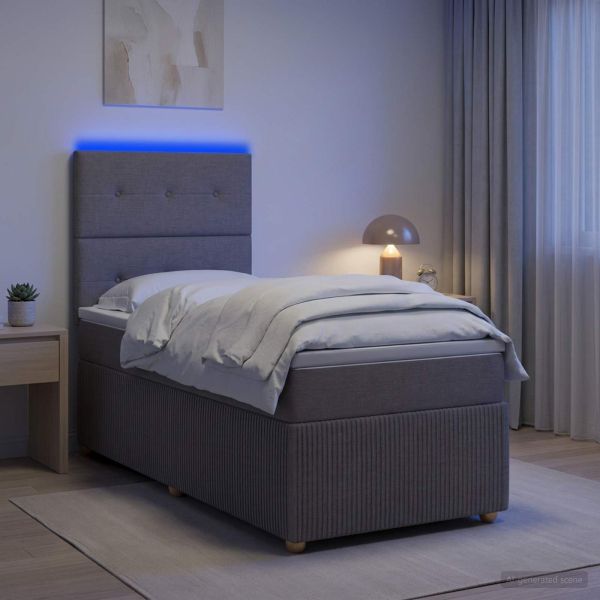LED легло с матрак с LED ленти Таупе 80 x 200 cm Текстил