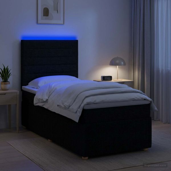 LED легло с матрак с LED ленти Черно 90 x 190 cm Текстил