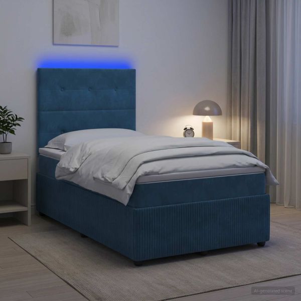 LED легло с матрак с LED ленти Синьо 120 x 190 cm Кадифе