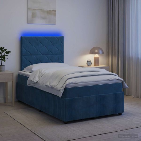 LED легло с матрак с LED ленти Синьо 120 x 190 cm Кадифе