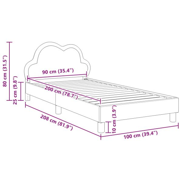 Легло за деца с табла Розово 90 x 200 cm PU