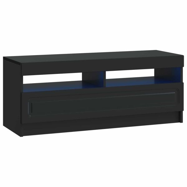 5 части LED ТВ шкаф Черно Инженерна дървесина