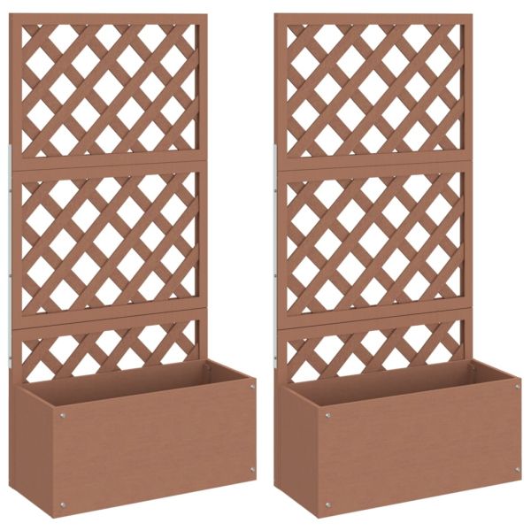 Плантери с перголи 2 бр кафяви 65x33x135 см WPC
