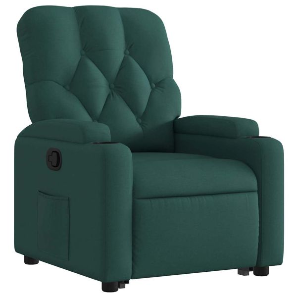 Изправящ реклайнер стол, тъмнозелен, текстил