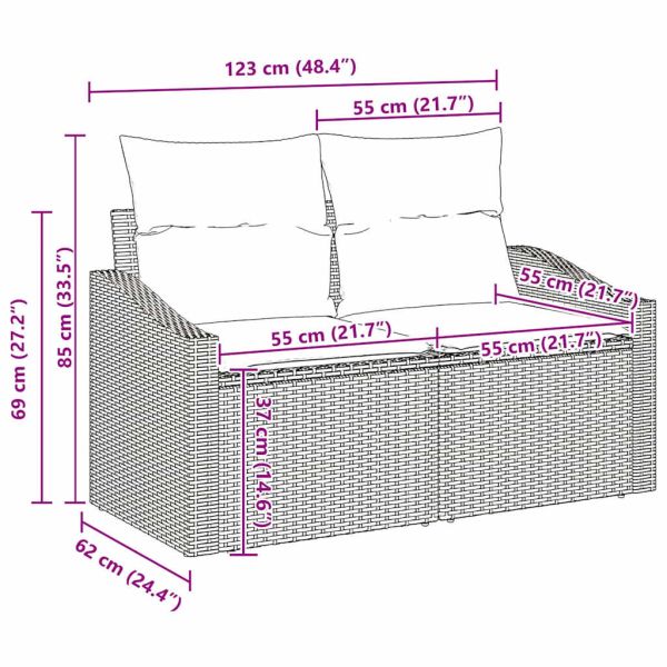 Градински Софа Комплект 8 бр. Черно полиратан