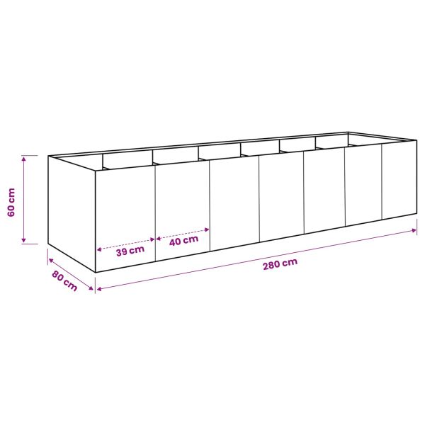 Градинска саксия Бяло 280 x 80 x 60 см