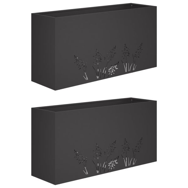 Градинска саксия 2 бр. Черно 100 x 20 x 49 см