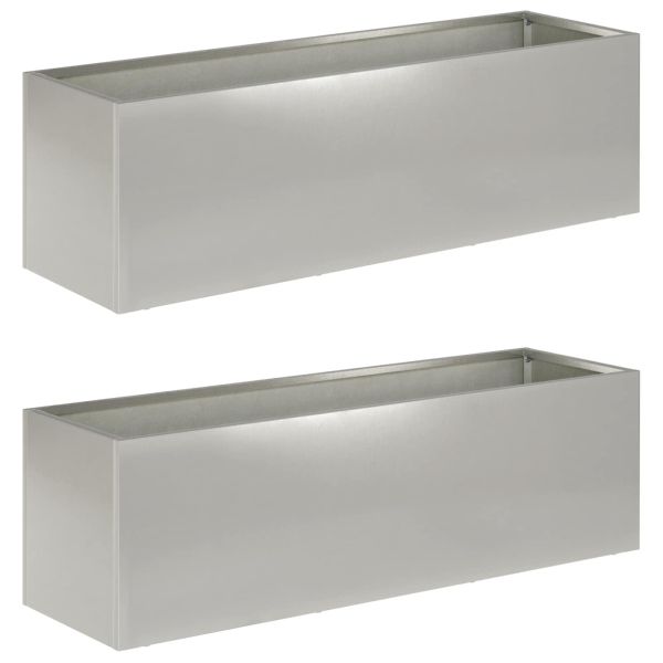 Градинска саксия 2 бр. Сребристо 80 x 30 x 30 см