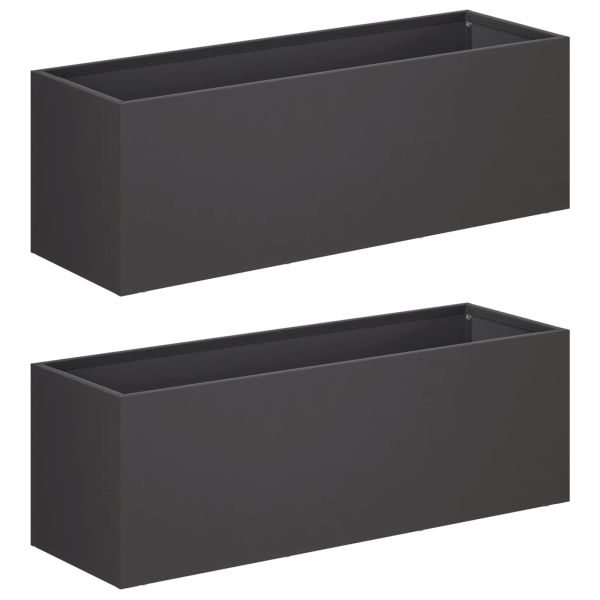 Градинска саксия 2 бр. Черно 60 x 20 x 20 см