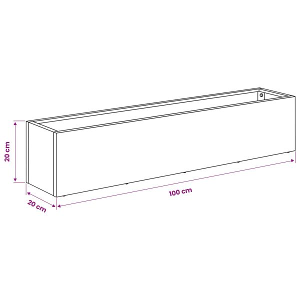 Градинска саксия 2 бр. Черно 100 x 20 x 20 см