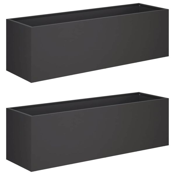 Градинска саксия 2 бр. Черно 80 x 30 x 30 см
