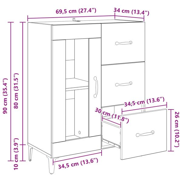 Служебен шкаф Дъб 69,5 x 34 x 90 см