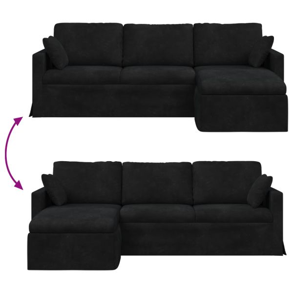 Диван Черно 228 x 134 x 80 см Кадифе
