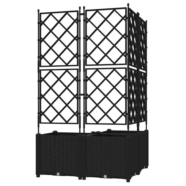 Градинска саксия 3 бр. Черно 80 x 80 x 143 см ПП