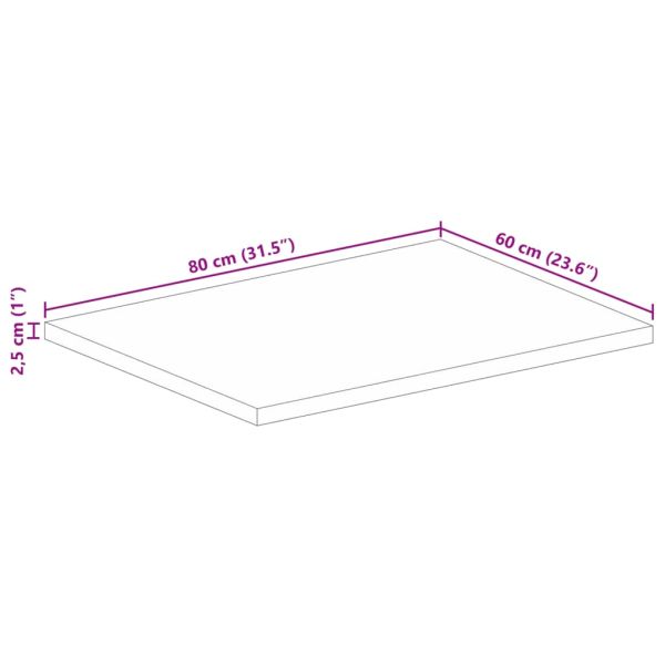 Плот за маса 80x60x2,5 см правоъгълен масивно дърво грубо манго