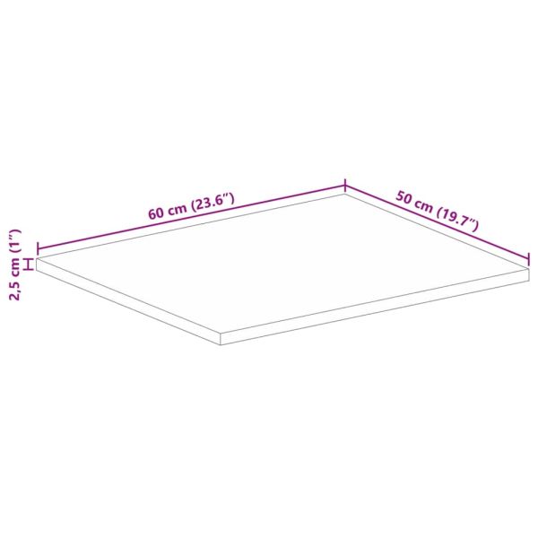 Плот за маса 60x50x2,5 см правоъгълен масивно дърво грубо манго