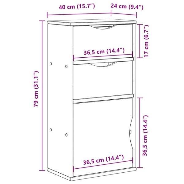 Страничен шкаф с чекмеджета ODDA White 40x24x79 cm