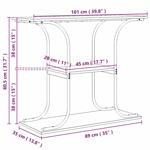 Конзолна маса Димян дъб 101 x 35 x 80,5 см Инженерна дървесина