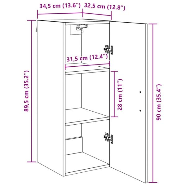 Стенен шкаф Дъб 34,5 x 34 x 90 см Инженерна дървесина
