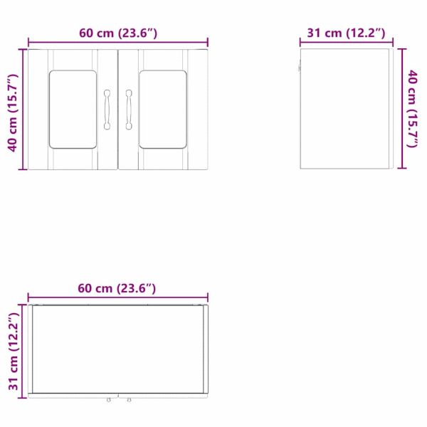 Стенен стъклен шкаф PORTO Черно 60 x 31 x 40 см