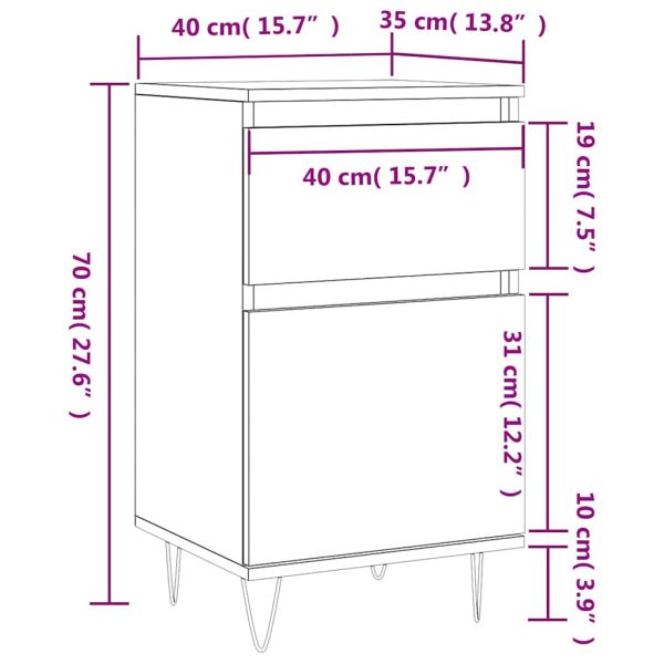 Бюфет опушен дъб 40x35x70 см инженерно дърво