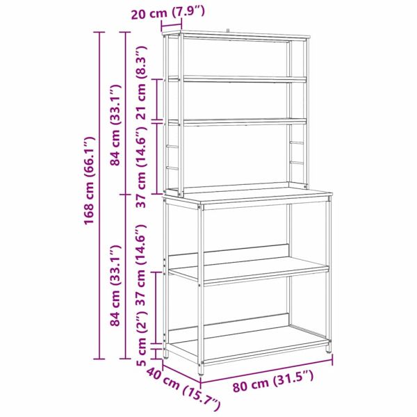 Кухненски рафт 5 нива 80 x 40 x 168 см Инженерна дървесина