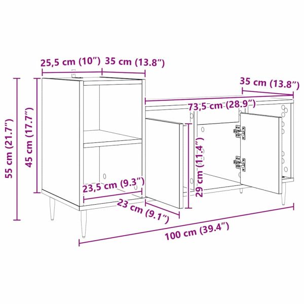 ТВ шкаф 100 x 35 x 55 см Дъб Инженерна дървесина