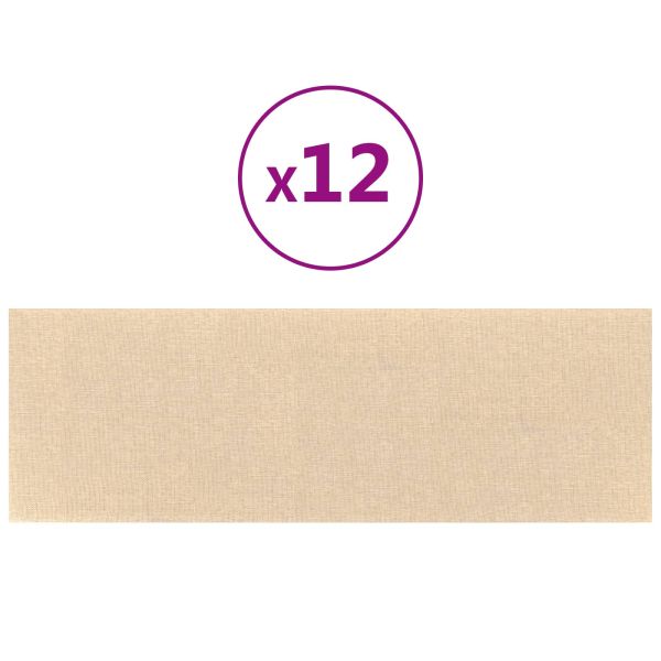 Стенно табло за легло 12 бр. 90 x 30 cm Крем текстил