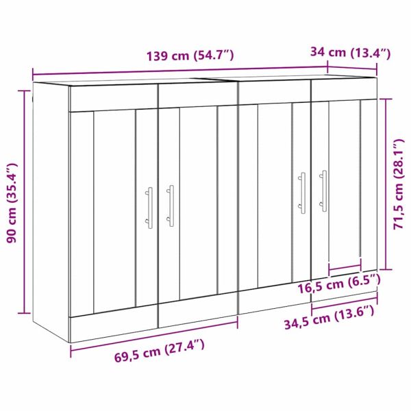 Стенно монтиран шкаф 2 бр. Дъб 69,5 x 34 x 90 см