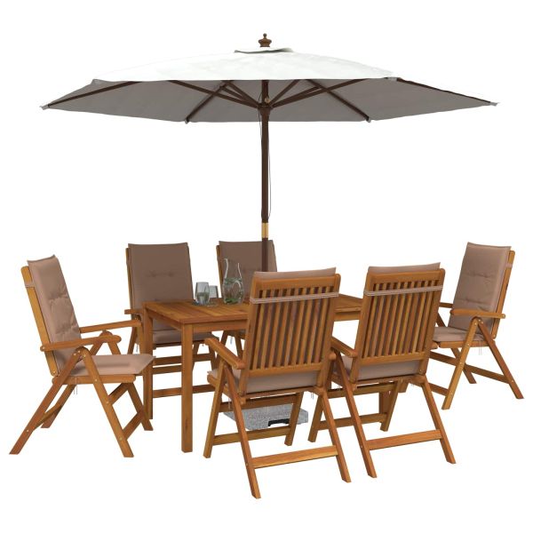 7-Piece Garden Dining Set Натурално Солидно акациево дърво
