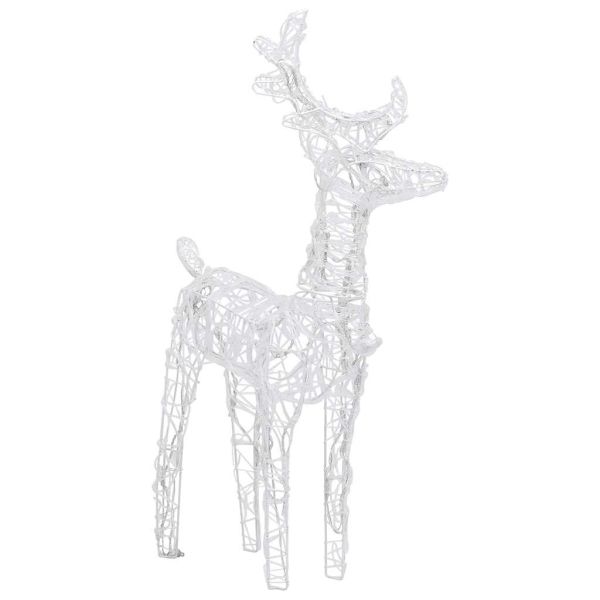 Коледни елени, 4 бр, студено бяло, 160 LED, акрил