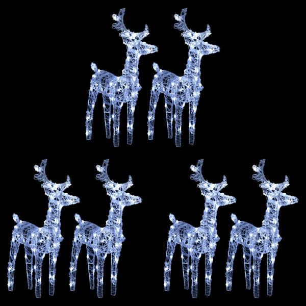 Коледни елени, 6 бр, студено бяло, 240 LED, акрил