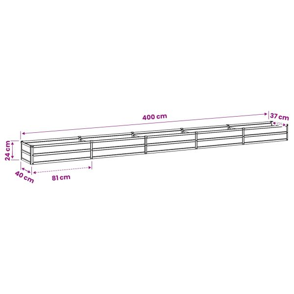 Вдигната леха за градина Черно 400 x 40 x 24 см