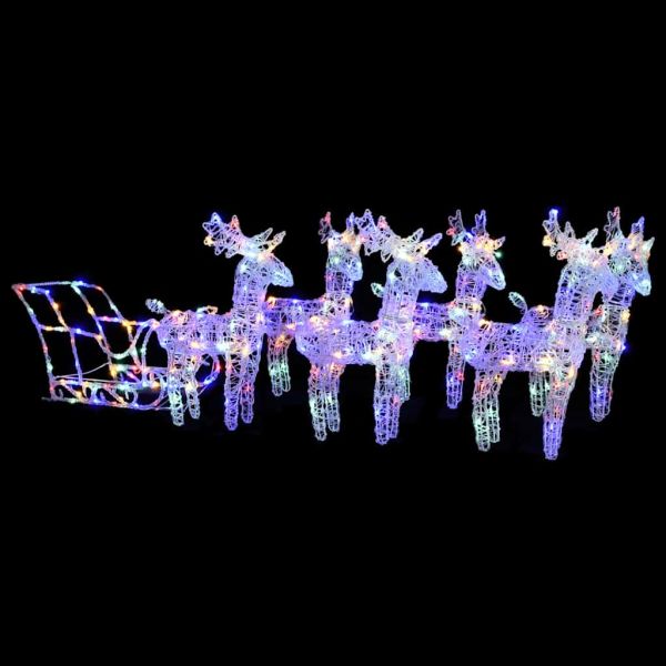 Коледна украса елени с шейна, 320 LED, акрил