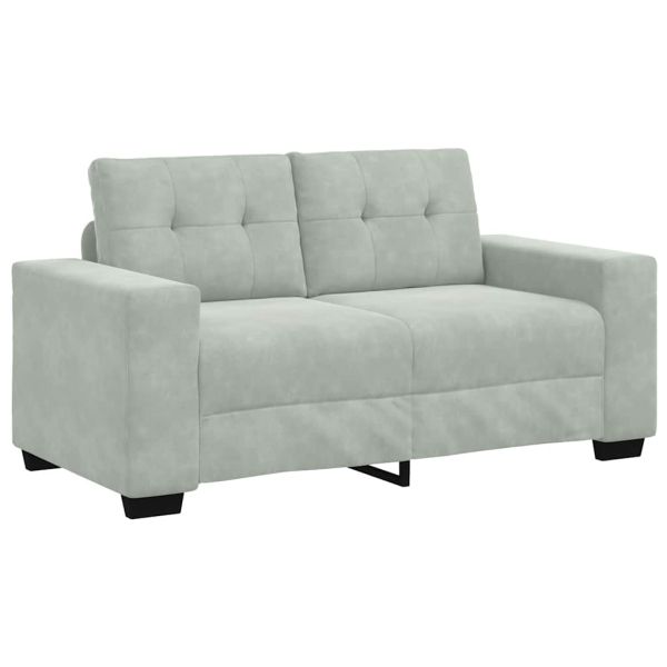2 Piece Sofa Set with Cushions Light Grey Velvet - Untranslated
