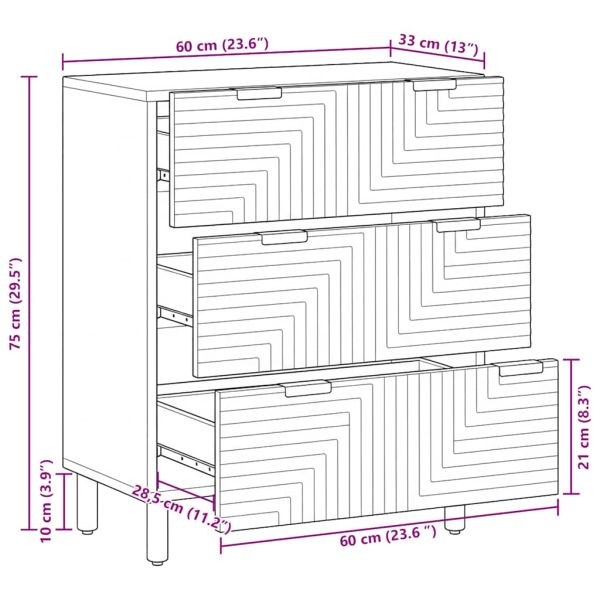 Sideboard 60x33x75 cm Solid Wood Acacia - Untranslated