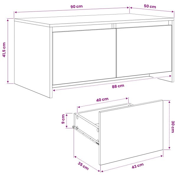 Холна маса Черен дъб 90 x 50 x 41,5 см ПДЧ