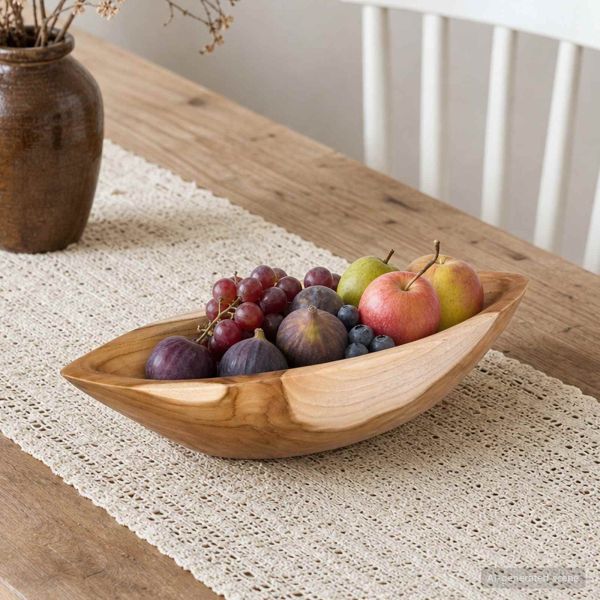 Fruit Bowl JEPARA Teak Brown 46 x 16 x 11 cm