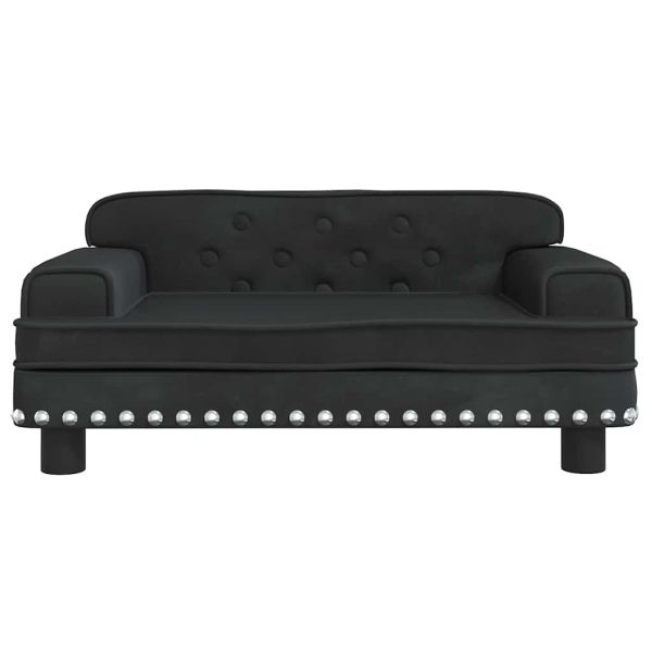 Детски диван, черно, 90x53x30 см, кадифе
