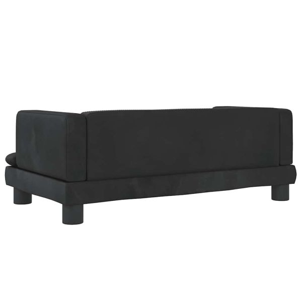 Детски диван, черно, 80x45x30 см, кадифе