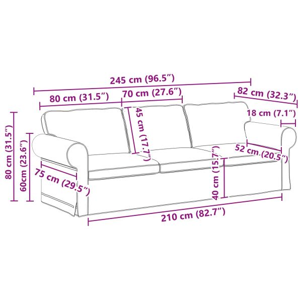 Диван Синьо 245 x 82 x 80 см текстил