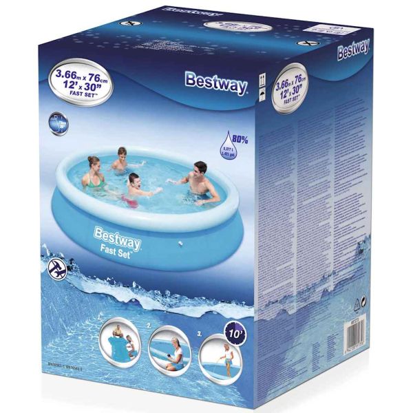 Bestway Fast Set Надуваем басейн, кръгъл, 366x76 см, 57273