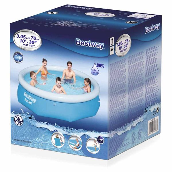 Bestway Fast Set Надуваем басейн, кръгъл, 305x76 см, 57266
