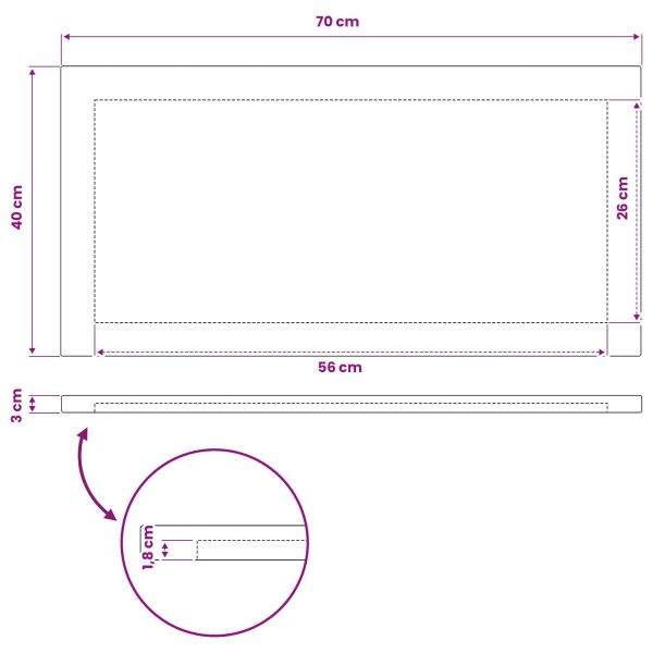 Правоъгълен плот за маса 90 x 50 x 3,5 см Правоъгълна