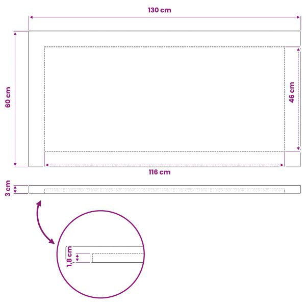 Правоъгълен плот за маса 90 x 50 x 3,5 см Правоъгълна