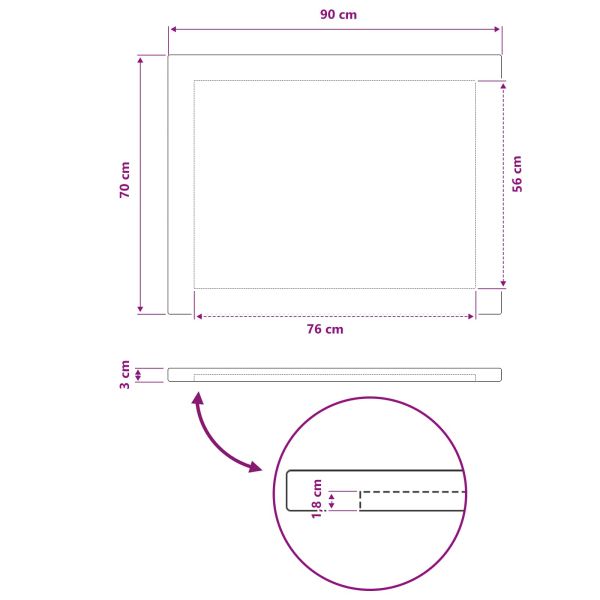 Правоъгълен плот за маса 90 x 50 x 3,5 см Правоъгълна