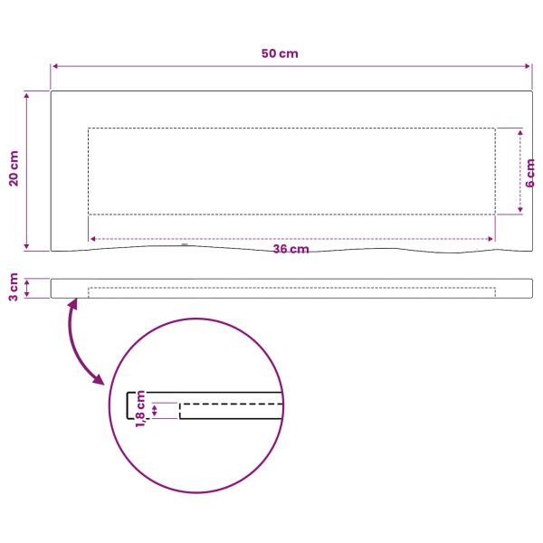 Правоъгълен плот за маса 90 x 50 x 3,5 см Правоъгълна