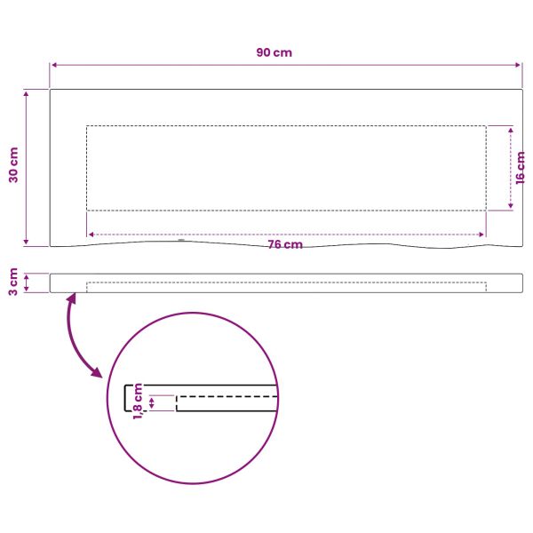Правоъгълен плот за маса 90 x 50 x 3,5 см Правоъгълна
