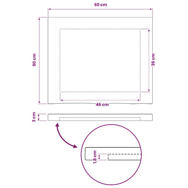 Правоъгълен плот за маса 90 x 50 x 3,5 см Правоъгълна